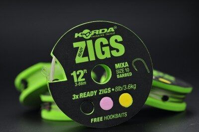 Korda - Ready Zigs, Gatavās ZIG sistēmas ar MIXA 10 āķi - dažādi izmēri