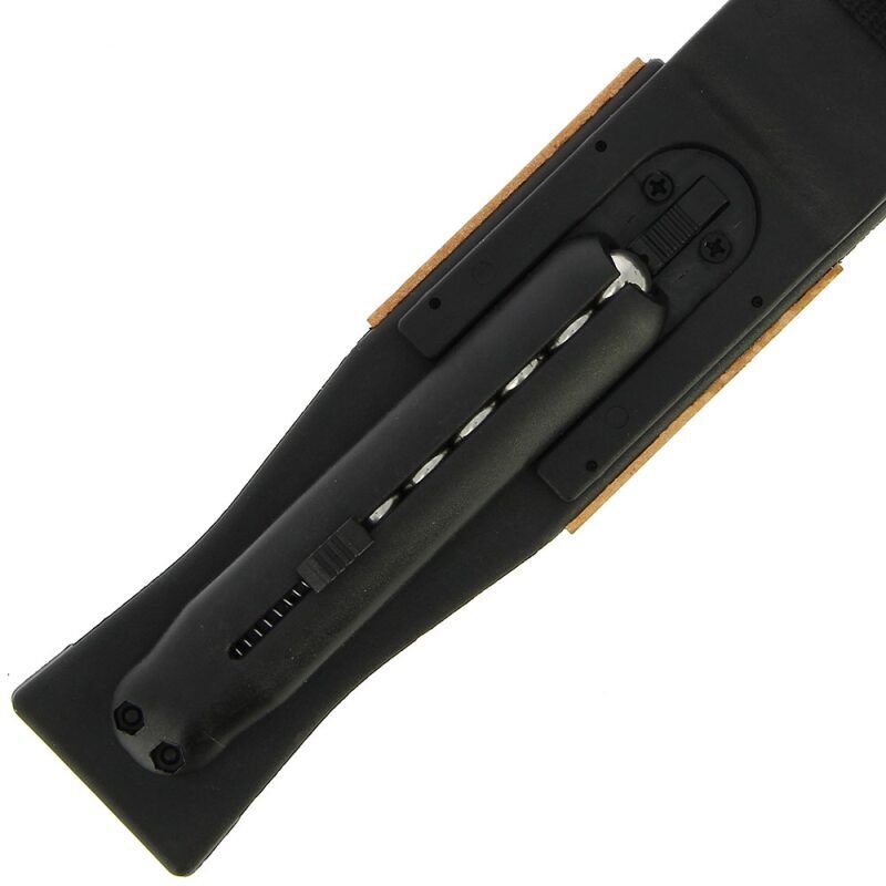 Anglo Arms Fixed Blade Knife 953 Nerūsējoša tērauda melns nazis ar kaķeni, bumbiņām, asināmajiem un uguns starteri