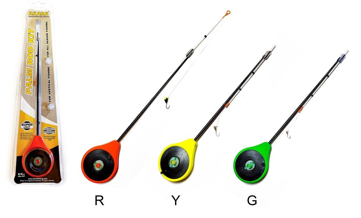 Ziemas makšķere AKARA SPR-G aprīkota ar auklu, sardziņu, mormišku