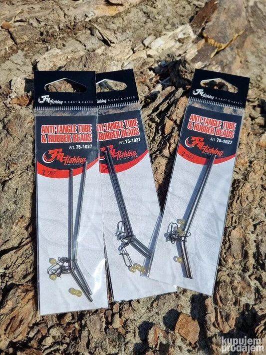 ANTI TANGLE TUBE & RUBBER BEADS, 2 anti tang. + 4 rub.be.