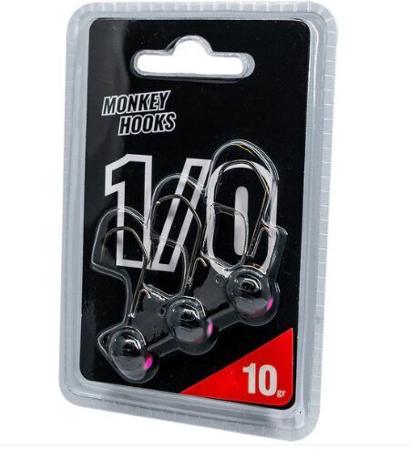 Jig Heads Monkey Hooks 1/0 Black - Pink