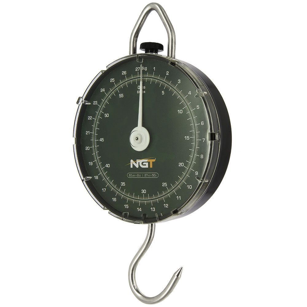 NGT Specimen Dial Scales w/ Stainless Steel Hanger and Hook / Rokas Svari / Komplekts līdz 27 kg / 60lbs