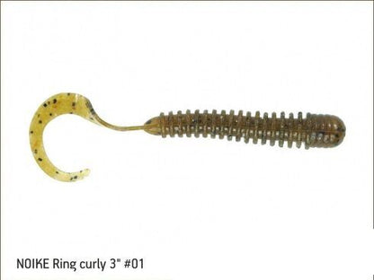 NOIKE BITEGUTS Ring Curly 3“ , Gumijas tārpveida māneklis 7.6cm - dažādas krāsas