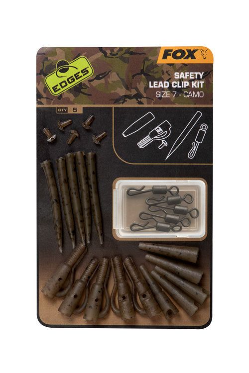 FOX EDGES™ CAMO SAFETY LEAD CLIP KIT, 7.izmēra klipšu komplekts