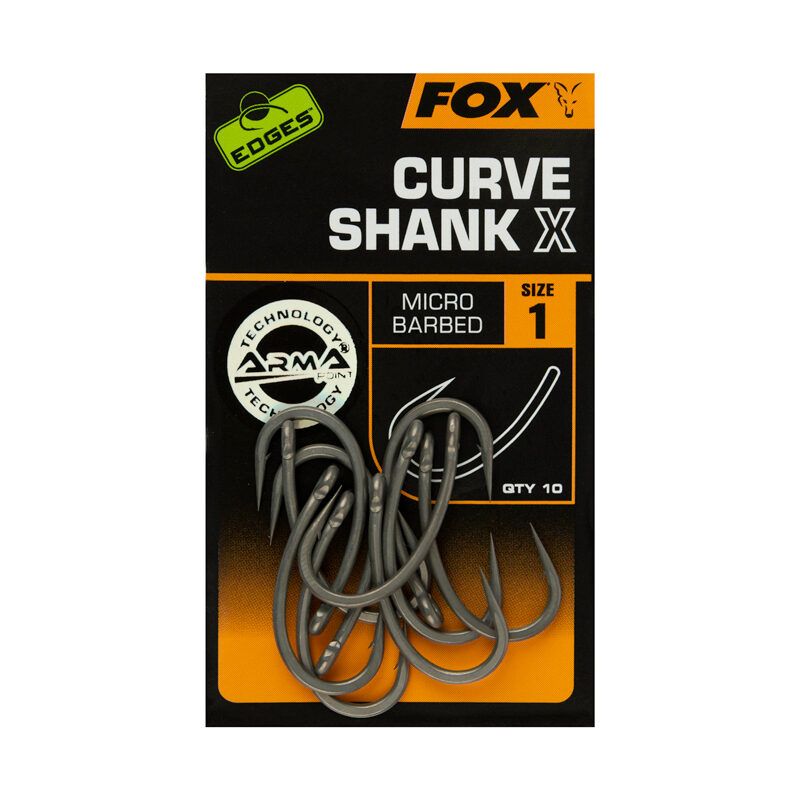 FOX EDGES CURVE SHANK X, Izliektie āķi ar biezāku stiepli