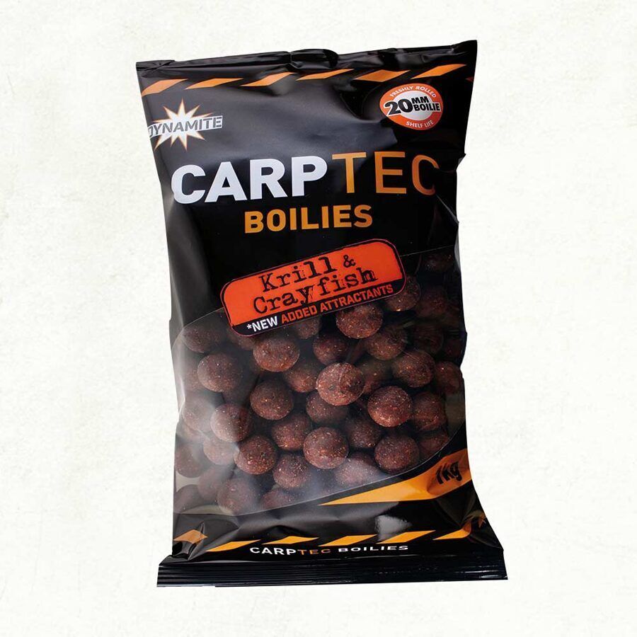 DYNAMITE CarpTec Krill & Crayfish Boilies, Krila un vēžveidīgo boilas 1kg - IZPĀRDOŠANA