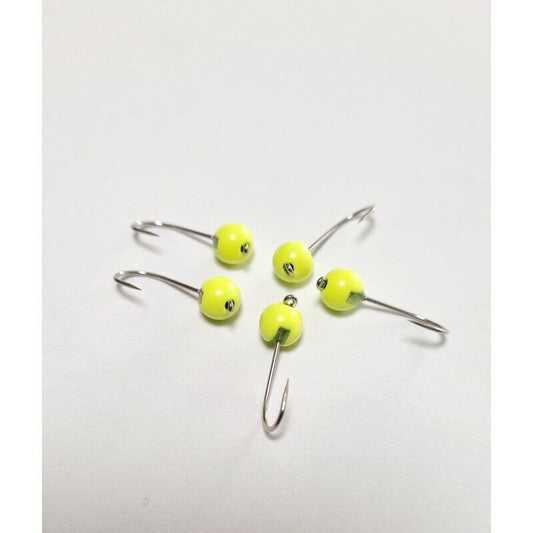 FISH ON Tungsten Nano Jig Chart 5pcs. hook size #12 / volframa džiggalvas nano ēsmai dzeltenas