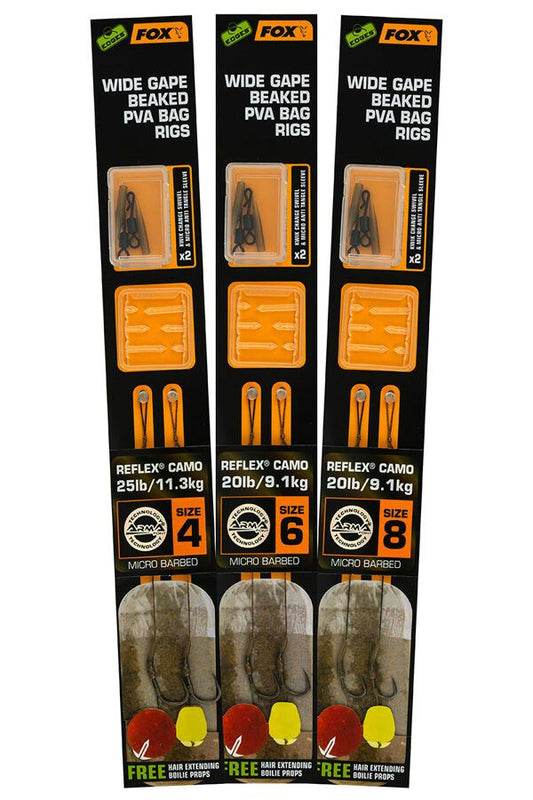 FOX Gatavās pavadiņas PVA maisiem , EDGES WIDE GAPE BEAKED PVA BAG RIGS