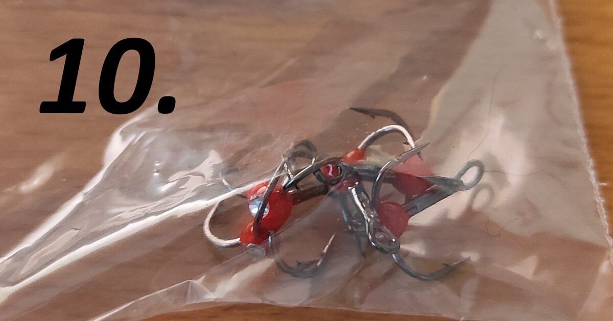 Ziemas mānekļi - Agat trīsžuburu āķi ar UV efektu