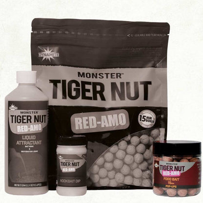 Dynamite Monster Tigernut RED AMO  Foodbait Pop Ups -RED AMO Tīģerriekstu Peldošās boilas 12mm un 15mm