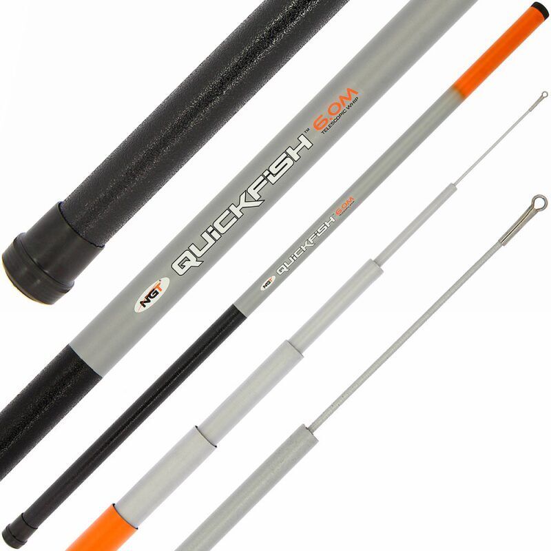 NGT Qiuckfish Whip - izvelkams 6m stiklašķiedras teleskopiskais makšķerkāts makšķerēšanai no krasta.