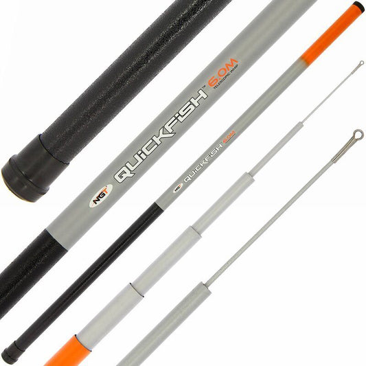 NGT Qiuckfish Whip - izvelkams 6m stiklašķiedras teleskopiskais makšķerkāts makšķerēšanai no krasta.