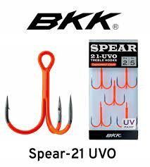 BKK Spear-21 UVO Treble Hooks , Trīsžuburu āķi oranžā fluo krāsā 11 izmēros