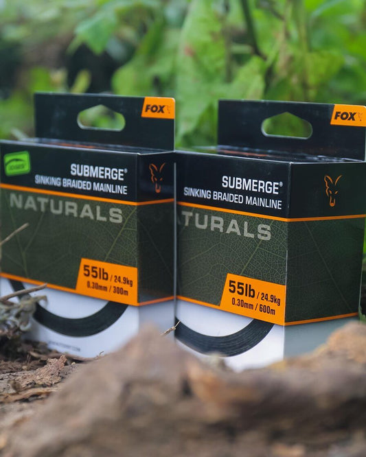 FOX Pītā Aukla / šoklīderis, Submerge Sinking Braided Mainline - Camo 55Lb , 45lb , 35lb - 300m NATURALS