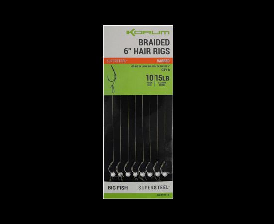Korum Big Fish Braided Hair Rigs 6" / Gatvās mata sistēmas