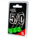 Jig Heads Monkey Hooks 5/0 Green - White