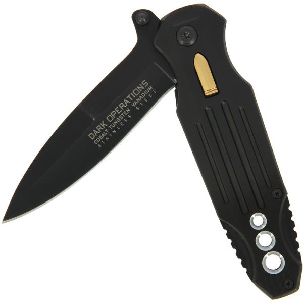 Anglo Arms Black with Bullet Emblem, Atveramais slēdzamais nazis- melns ar dekoratīvo lodi