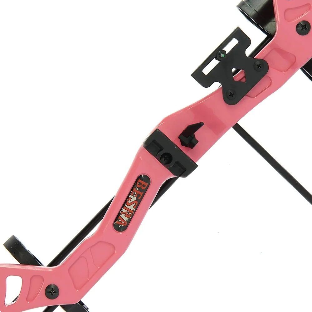 25LB Besra Compound Bow in Pink, Rozā compound tipa loks ar 12kg atvilkšanas spēku + bultas
