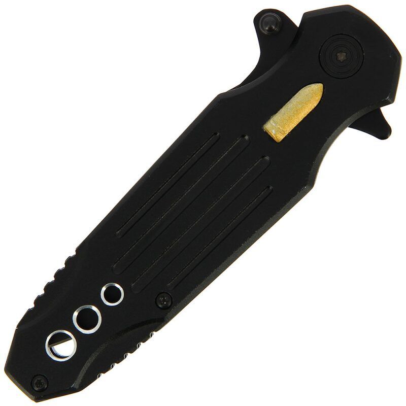 Anglo Arms Black with Bullet Emblem, Atveramais slēdzamais nazis- melns ar dekoratīvo lodi