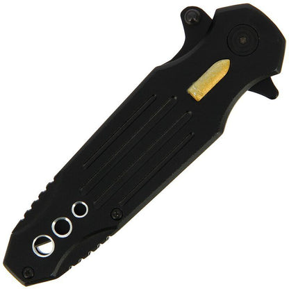 Anglo Arms Black with Bullet Emblem, Atveramais slēdzamais nazis- melns ar dekoratīvo lodi