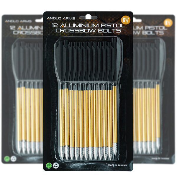 Anglo Arms Arbaleta Bultas - Alumīnija 16cm, 12gab zelta krāsā