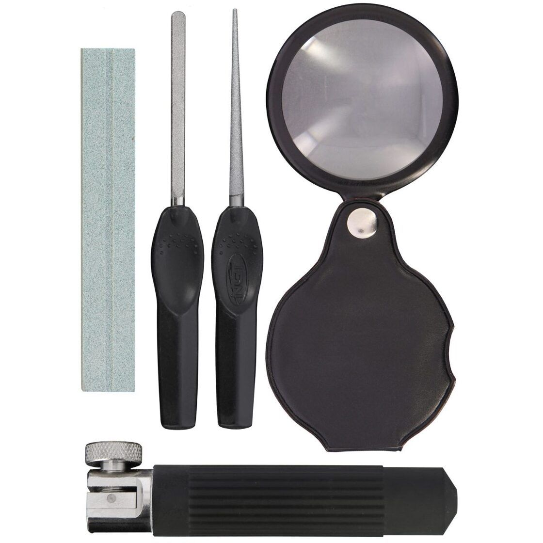 NGT Hook Sharpening Kit , Āķa asināšanas pilns komplekts - vīles, skavas, lupa