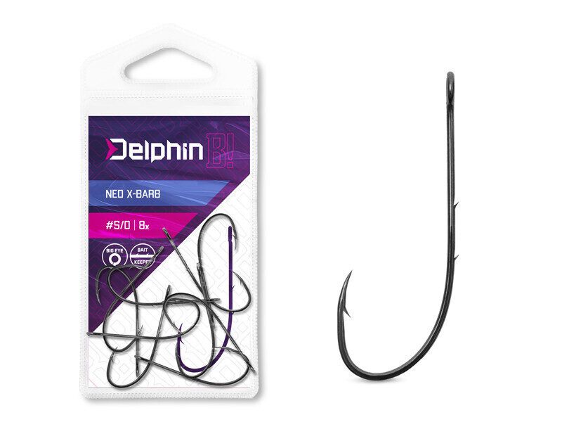 Hooks Delphin B! NEO X-BARB / Cheburashka hook Delphin B! NEO X-BARB / 8pcs