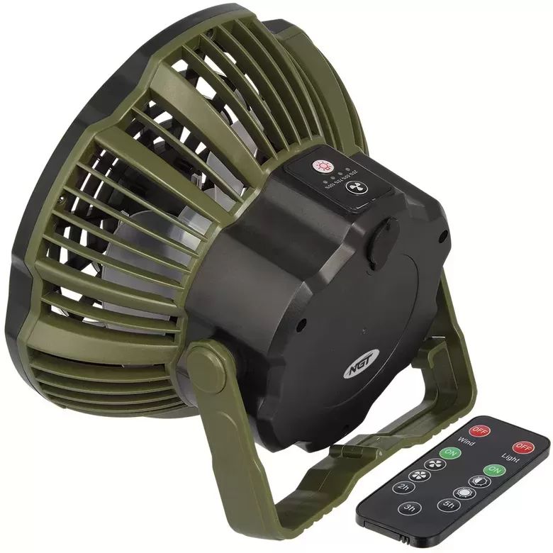 NGT XL Fan - USB Rechargeable Fan with Light and Powerbank, NGT telts fēns ar powerbanku