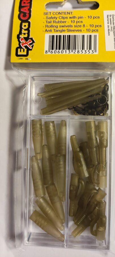 EXC Svina Klipšu komplekts ar anti tangle sleeve, Lead Clip Set with Anti Tangle Sleeves