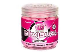 Mainline Hi-VISUAL POP-UPS Shellfish Black Pepper 12mm, 15mm, Pop up vēžveidīgie un melnie pipari
