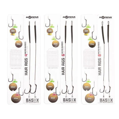 KORDA BASIX Ready Tied Hair Rigs Wide Gape , 2gab.