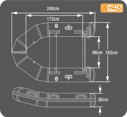 FOX 240 Green Boat Complete, Ērta, pilnīga 2,4m gara piepūšamā laiva