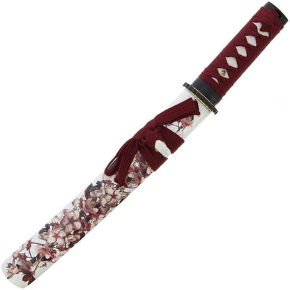 Ziedu dizaina Tanto zobens - Roku darinājums + statīvs / Hand Made Tanto Sword Set 149 Blossom design