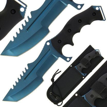 Medību un izdzīvošanas nazis ar zilu asmeni, Fixed Blade Blue Knife