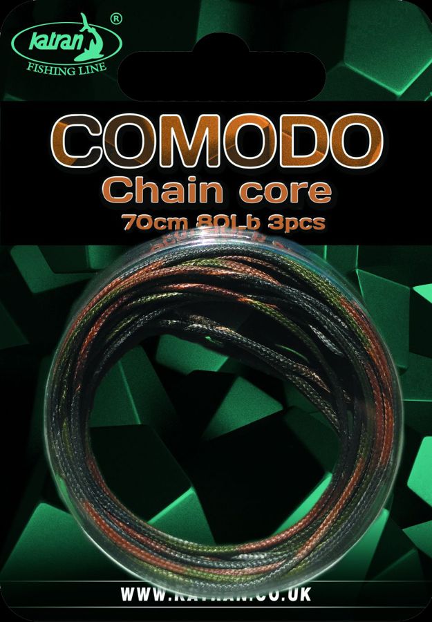 KATRAN COMODO chain core , Camo green black 80LB, 3x70cm pavadiņa ar ķēdes kodolu