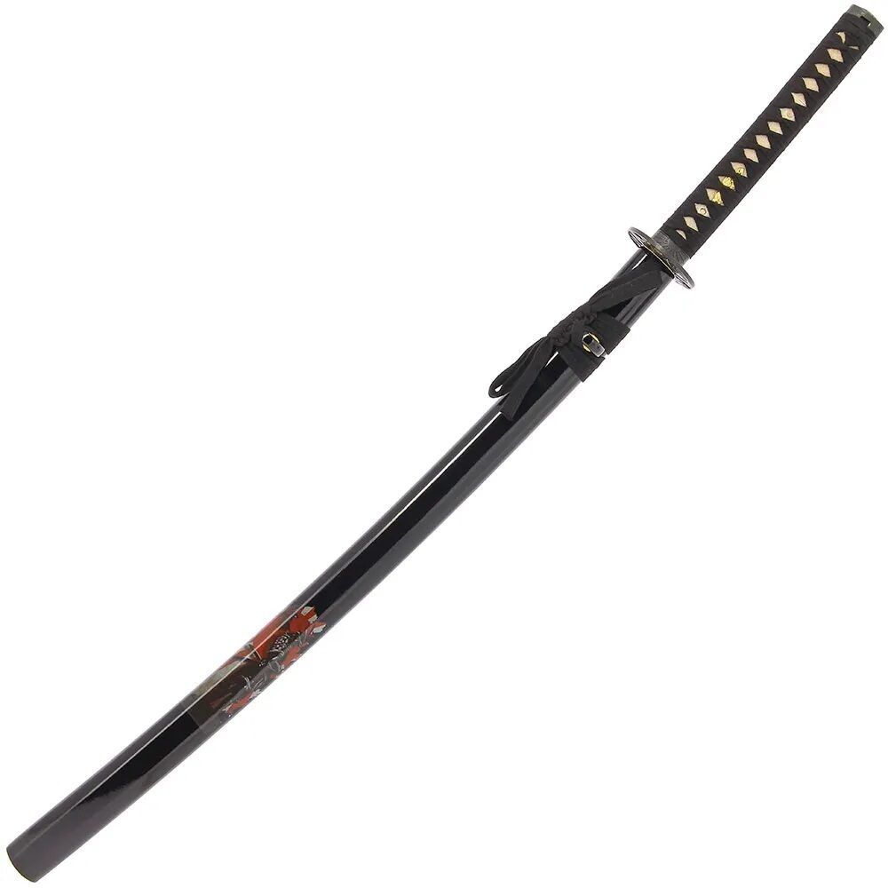 Samuraja dizaina zobens - Roku darinājums + statīvs, Hand Made Sword Set 407 Lone samurai design