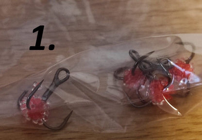 Ziemas mānekļi - Agat trīsžuburu āķi ar UV efektu