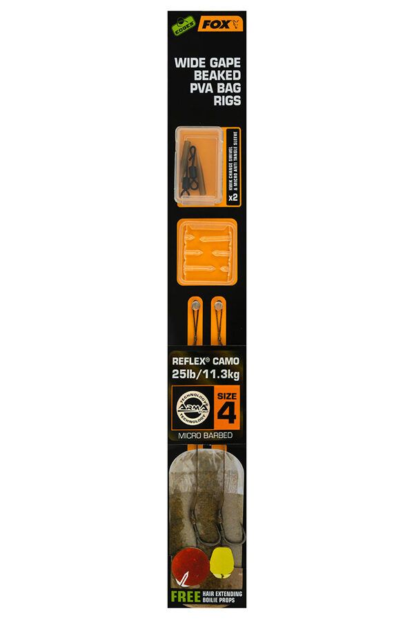 FOX Gatavās pavadiņas PVA maisiem , EDGES WIDE GAPE BEAKED PVA BAG RIGS