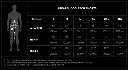 Ridge Monkey APEarel CoolTech Shorts, Šorti ar kabatām Zaļi vai pelēki