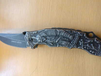 Anglo Arms Samurai lock knife,  saliekamais nazis ar Samuraja 3D emblēmu