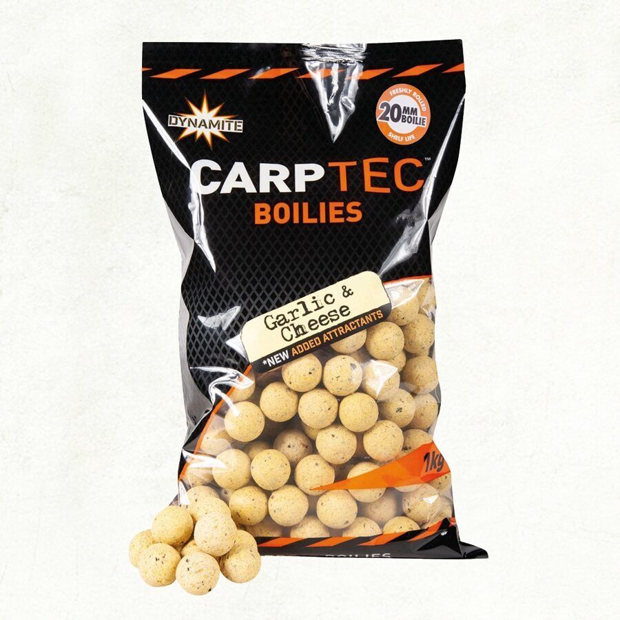 DYNAMITE CarpTec Garlic & Cheese Boilies, Ķiploka un siera boilas 2kg