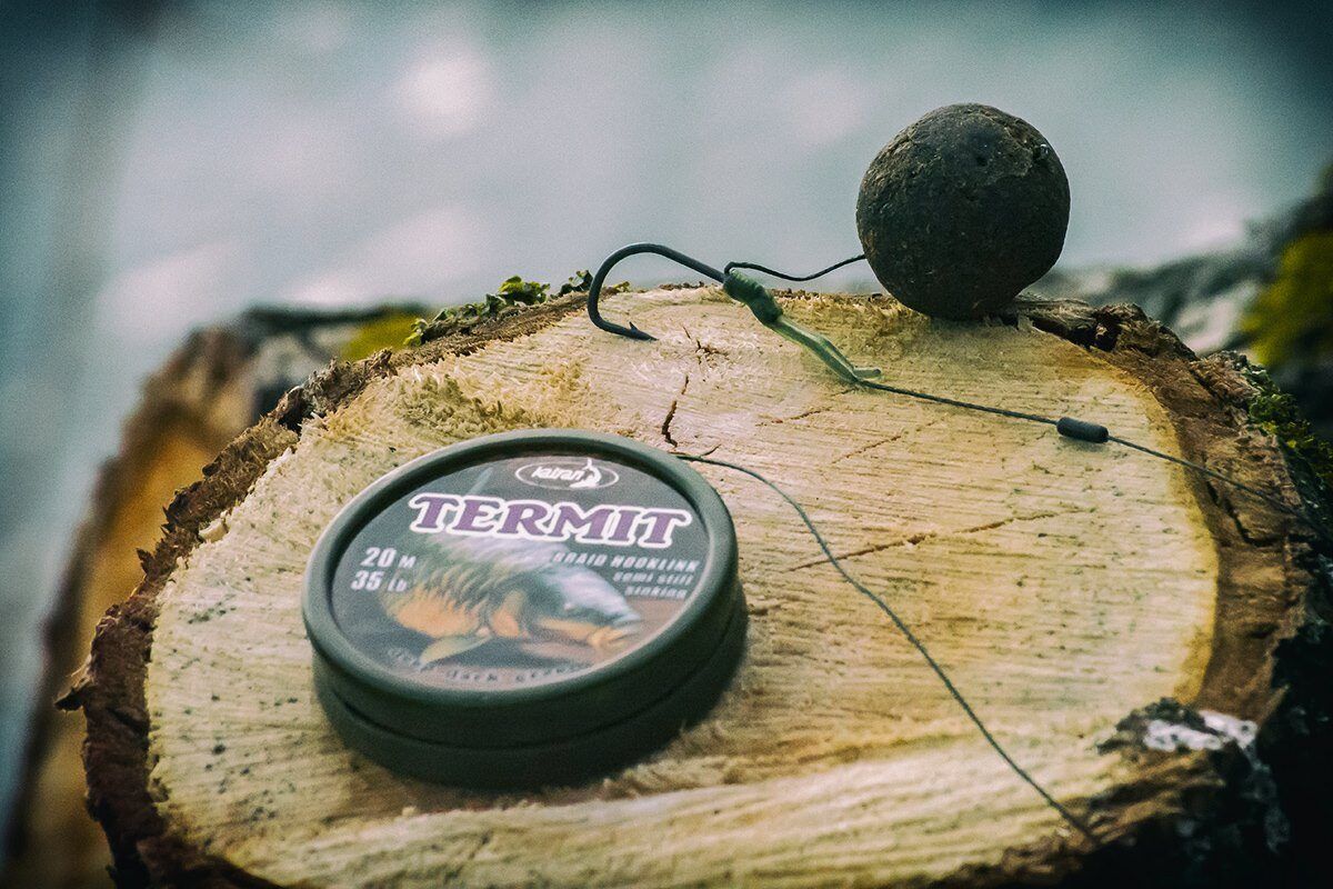 KATRAN Termit, pavadiņu materiāls. Braid hooklink 25lb/35lb/45lb