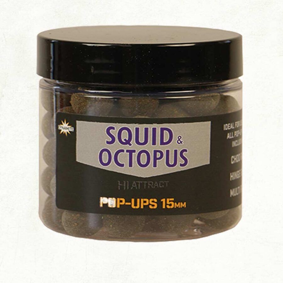 Dynamite 15mm Squid & Octopus Foodbait Pop-ups, Kalmāra un astoņkāja peldošās boilas