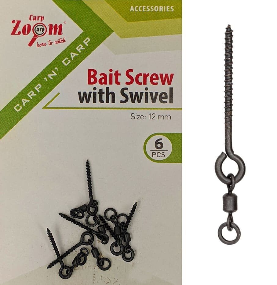 CZ Bait Screw with Swivel, 12mm, 6pcs