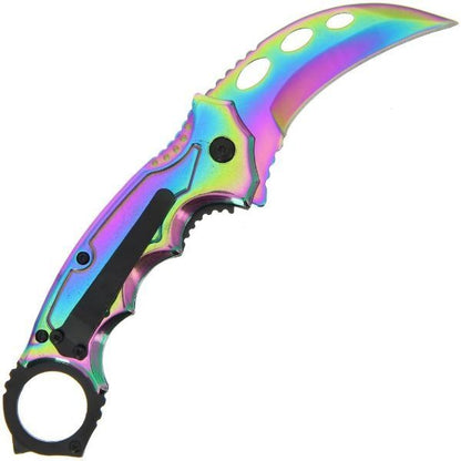 Anglo Arms Lock Knife 798 - Rainbow SS Handle with Wood Inlay (798) / Atveramais nazis