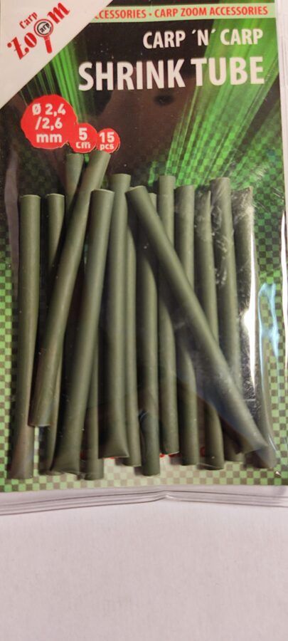 Carp Zoom Termo saraušanās trubiņa Ø1,6/1,8mm vai Ø2,4/2,6mm zaļa (Shrink tube green)