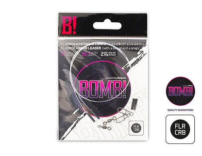 Flurokarbona Pavadiņa Delphin BOMB! / Delphin Fluorocarbon wire BOMB! w. swivel and snap hook