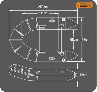 FOX EOS 250 Boat Slat Floor, Viegla, ērta 2,5m gara piepūšamā laiva