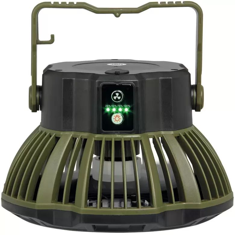 NGT XL Fan - USB Rechargeable Fan with Light and Powerbank, NGT telts fēns ar powerbanku