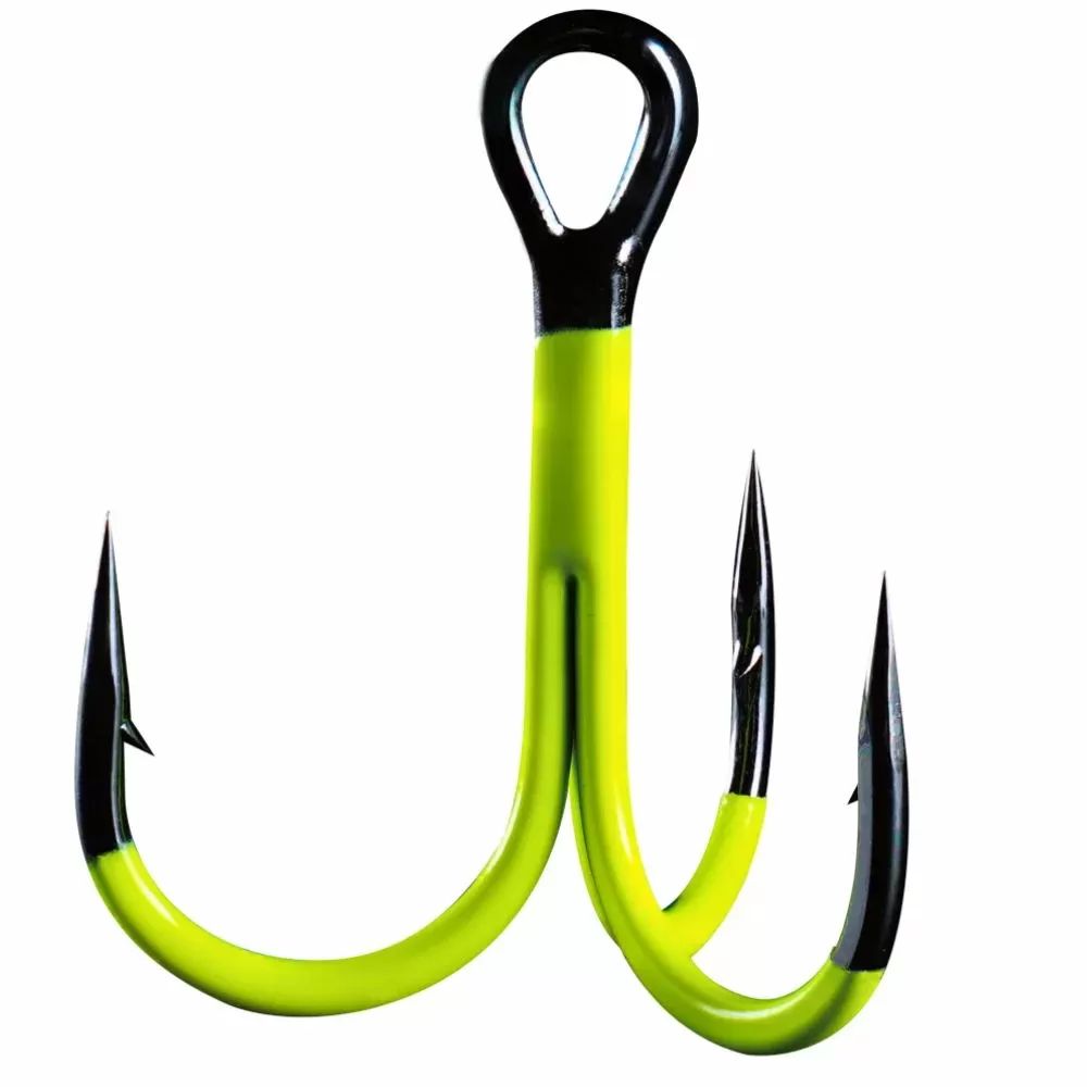 BKK Spear-21 UVO Treble Hooks , Trīsžuburu āķi dzeltenā fluo krāsā, 9 izmēri